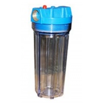 10'' Housing Clear IN-OUT 1'' Brass Port with wrench and Bracket